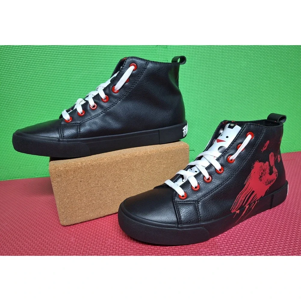 Jason Voorhees Friday The 13th High Top Shoes Ground Up Bloody Print Sz 9.5 Men